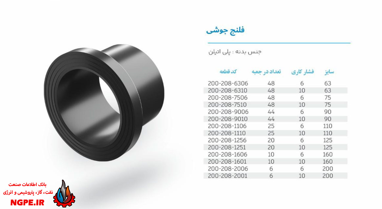 تصویر و مشخصات فلنج پلی اتیلن